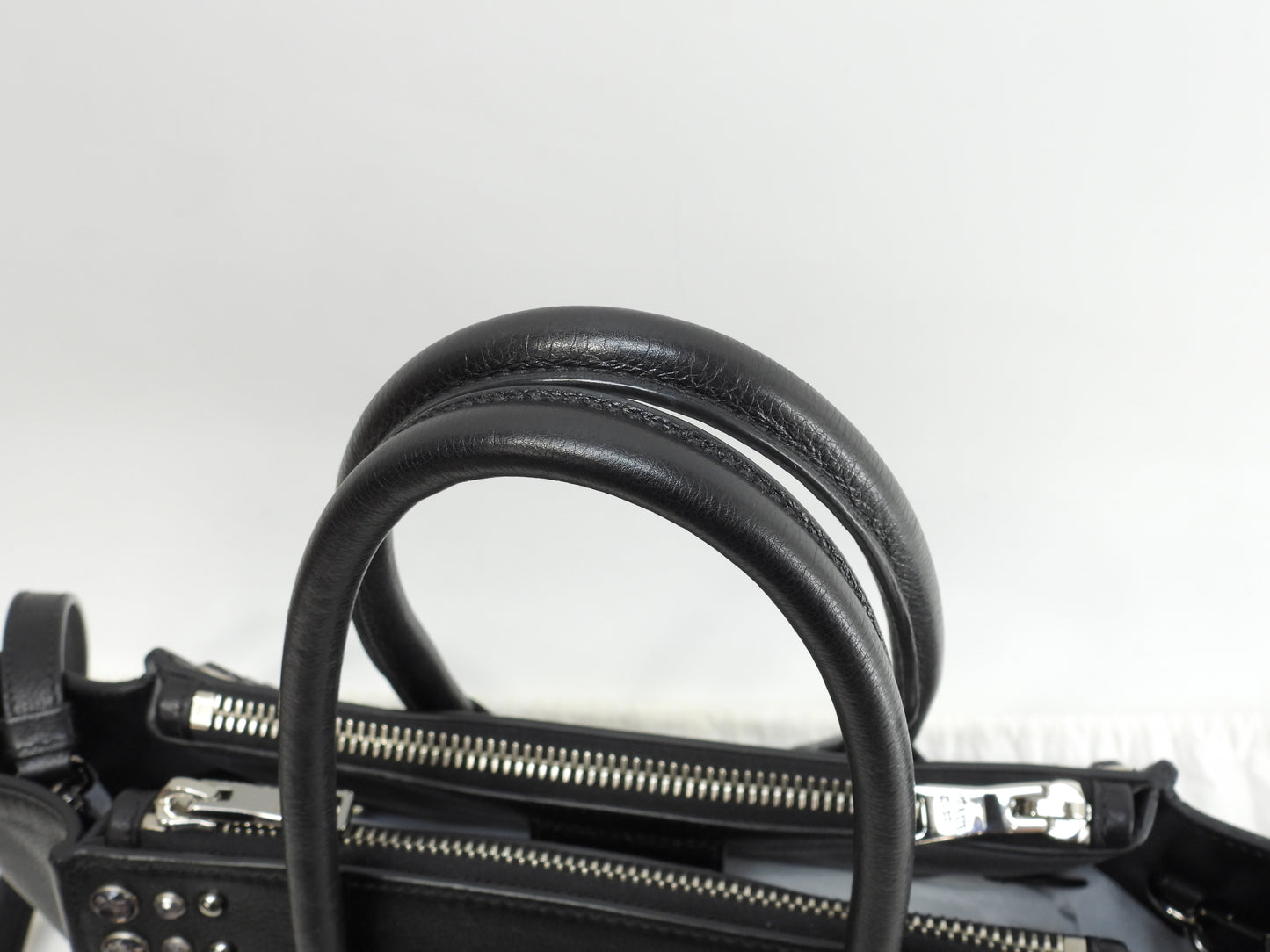 プラダ s付ハンドバッグ ビジュー レザー黒 トートバッグ ショルダーバッグ 美品@231
