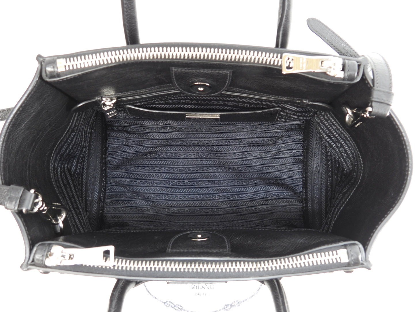 プラダ s付ハンドバッグ ビジュー レザー黒 トートバッグ ショルダーバッグ 美品@231