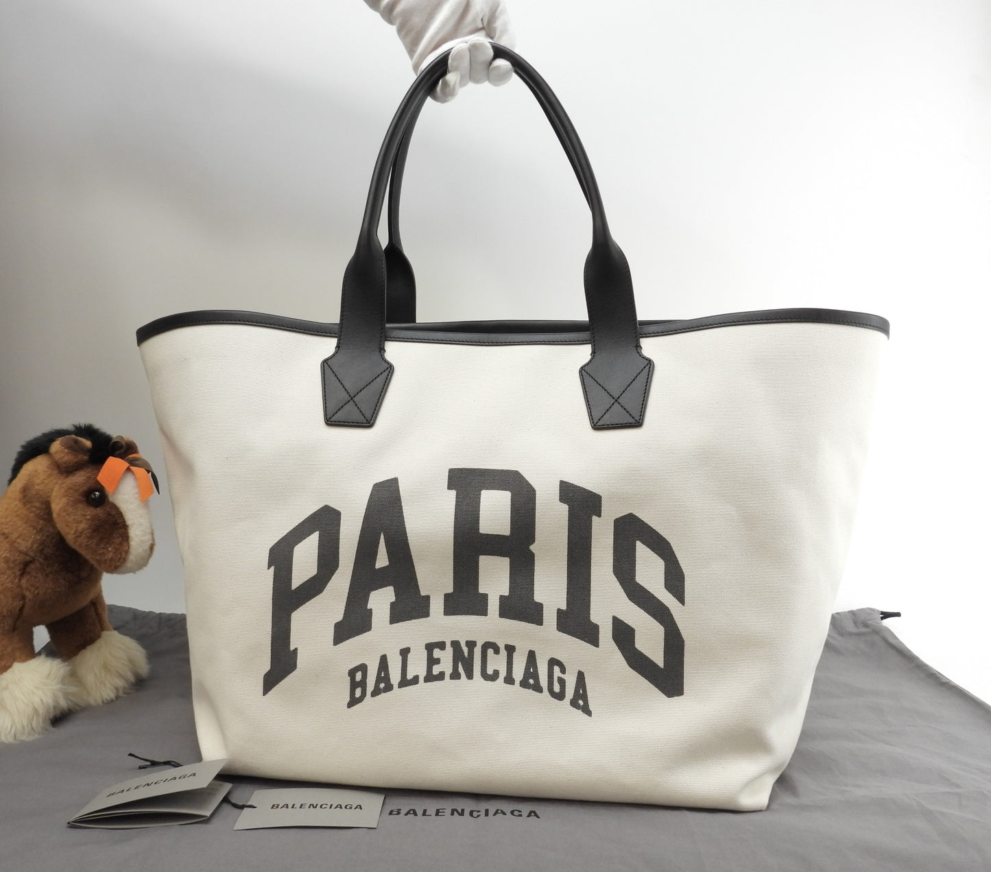 Balenciaga Large Tote Bag Denim/Leather Black and White Shoulder Bag Like New @ 1