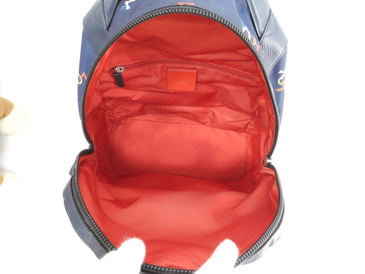 クリスチャンルブタン バックパック 限定バックルビ ナイロン/レザー紺 リュック@ 2