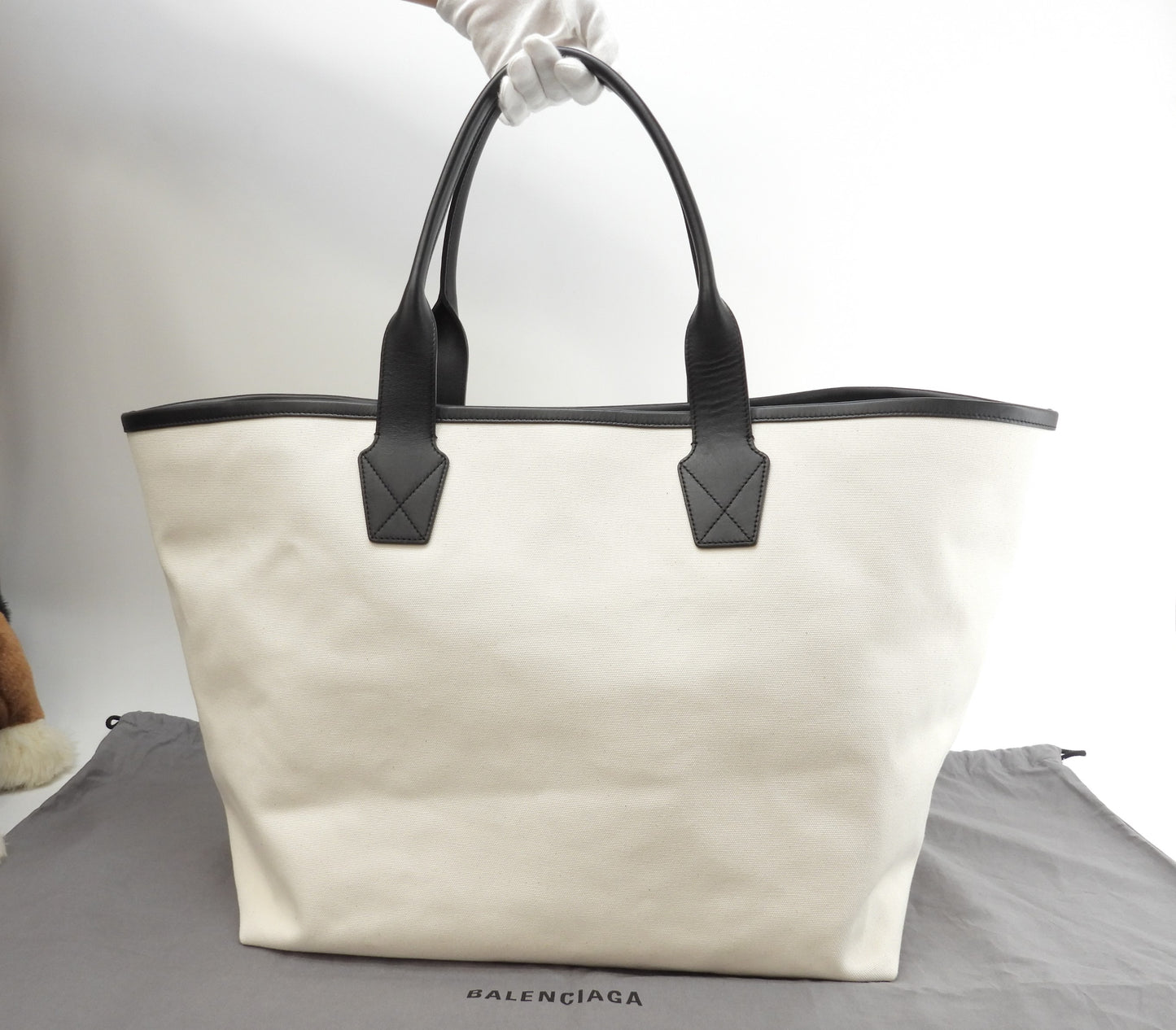 Balenciaga Large Tote Bag Denim/Leather Black and White Shoulder Bag Like New @ 1