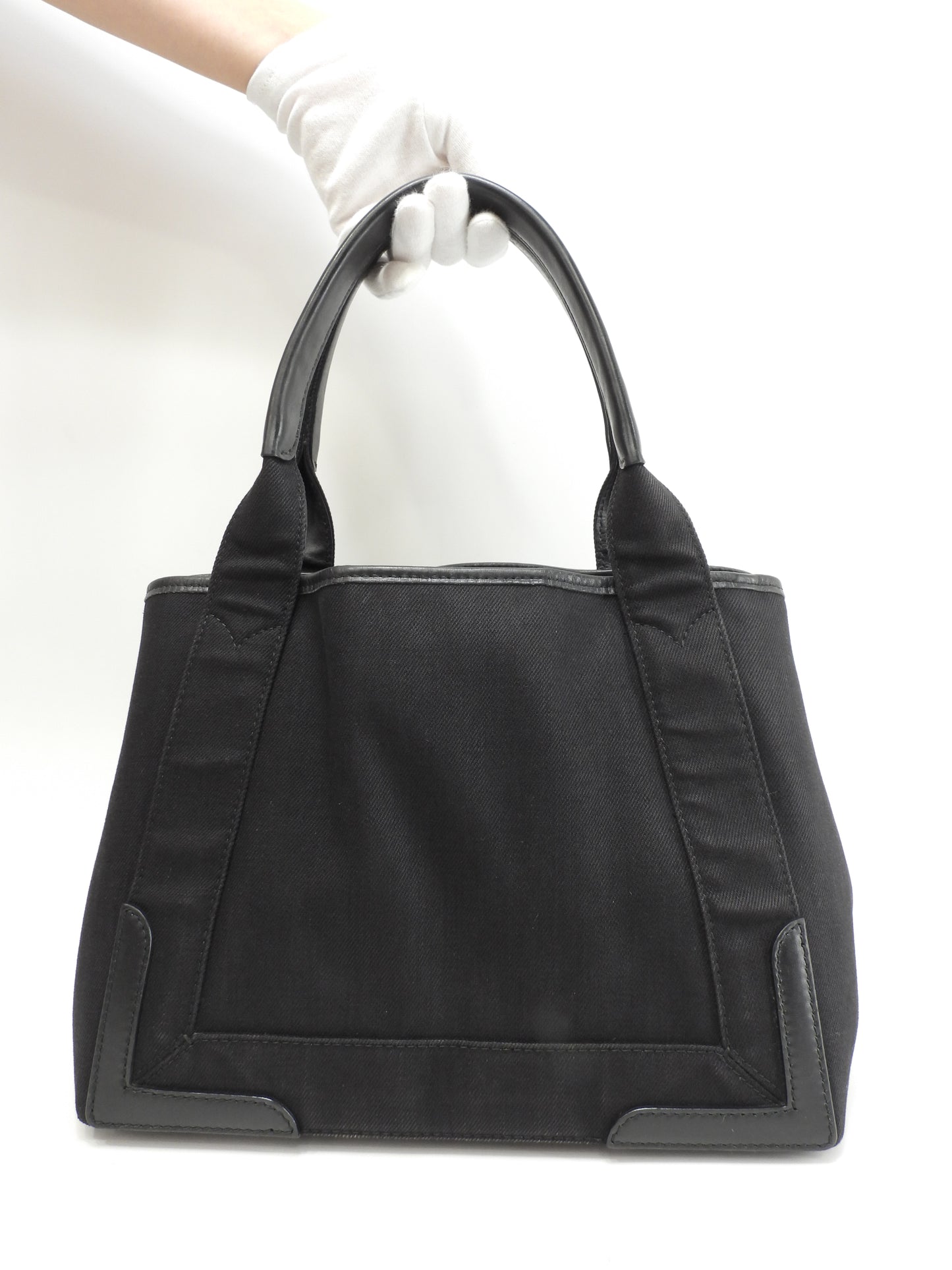 バレンシアガ ネイビーカバS デニム 黒黒 ハンドバッグ トートバッグ 中古@ 52