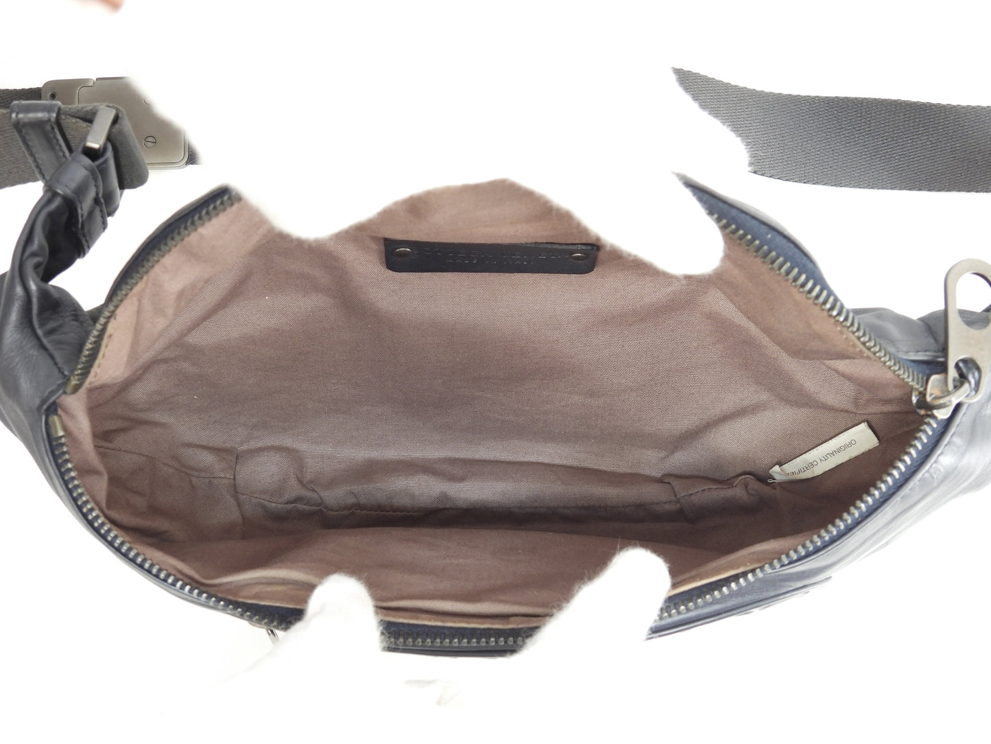 ボッテガヴェネタ ボディバッグ小 イントレチャート レザー紺 ウエストバッグ@ 253