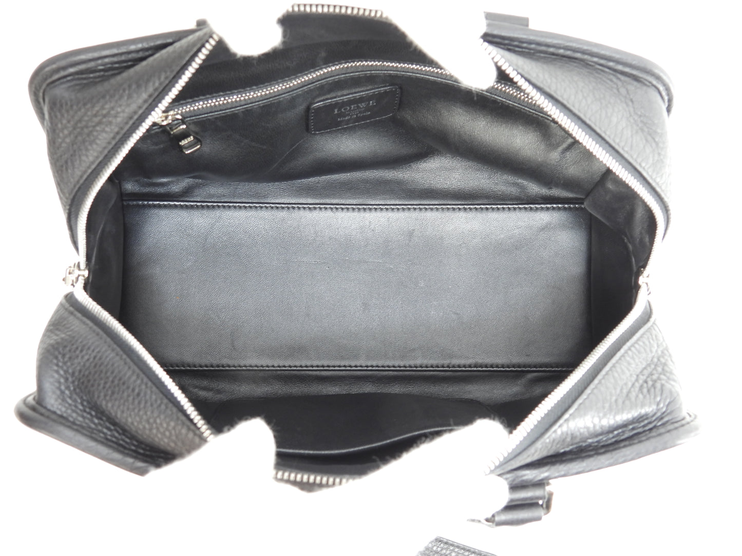 ロエベ アマソナ28 シルバー金具 トリヨンレザー黒 ハンドバッグ アナグラム 美品@471412