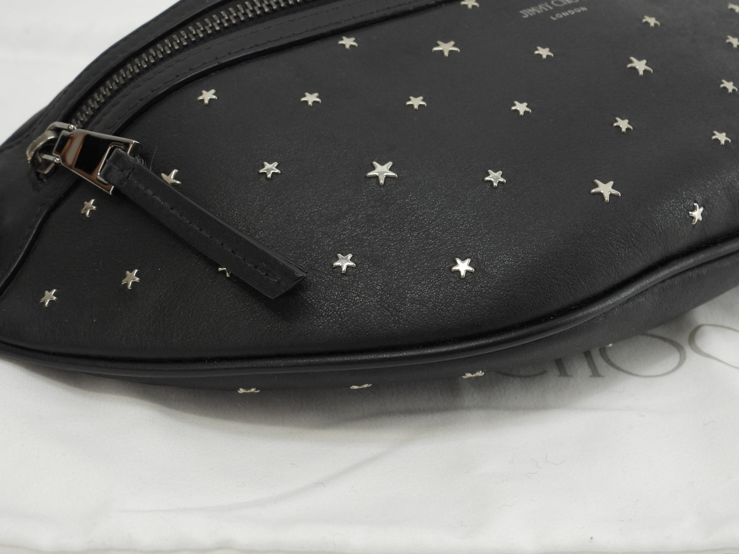 Jimmy Choo Body Bag York Silver Star Leather Black Waist Bag Good Condition @ 1