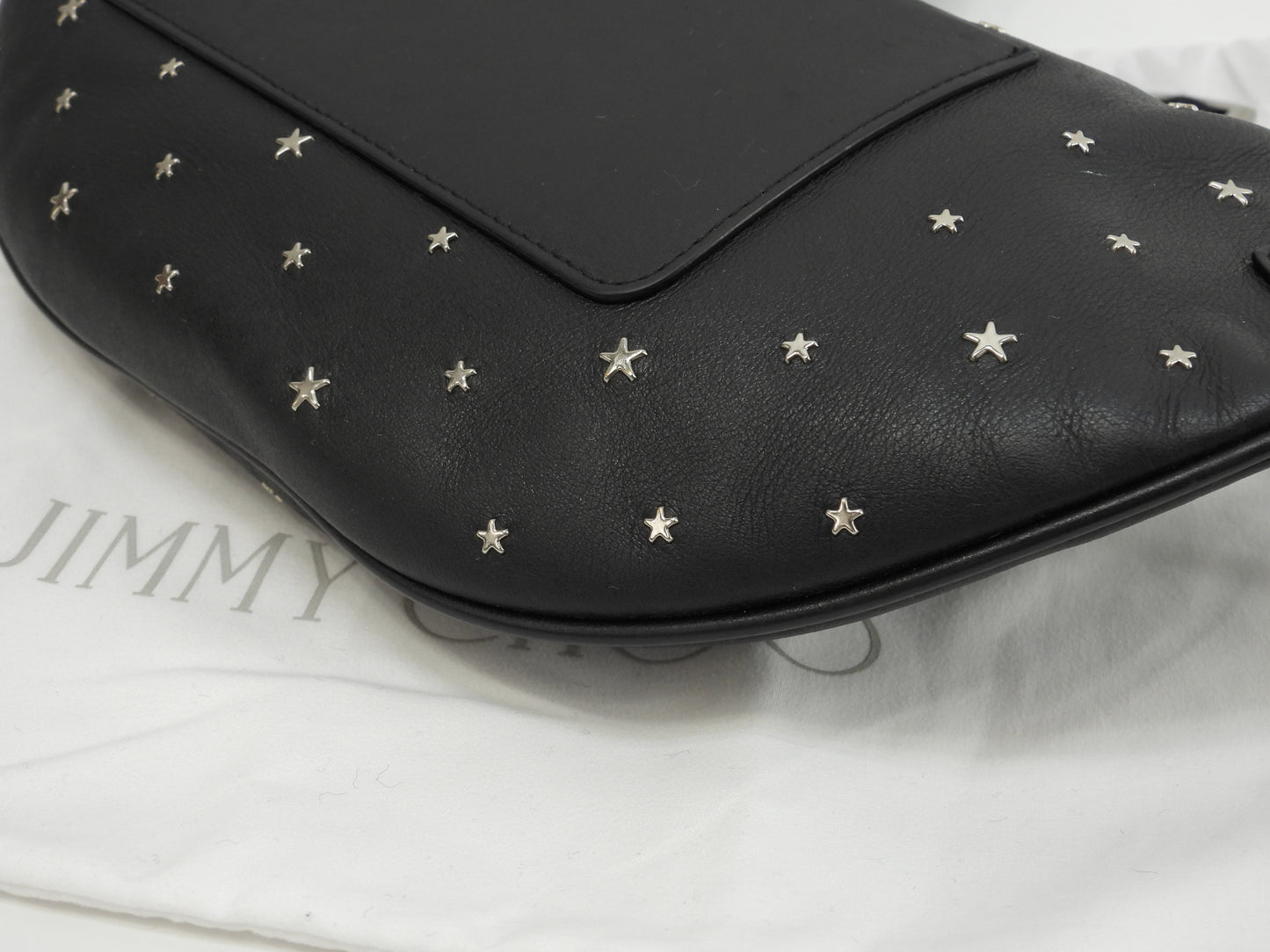 Jimmy Choo Body Bag York Silver Star Leather Black Waist Bag Good Condition @ 1