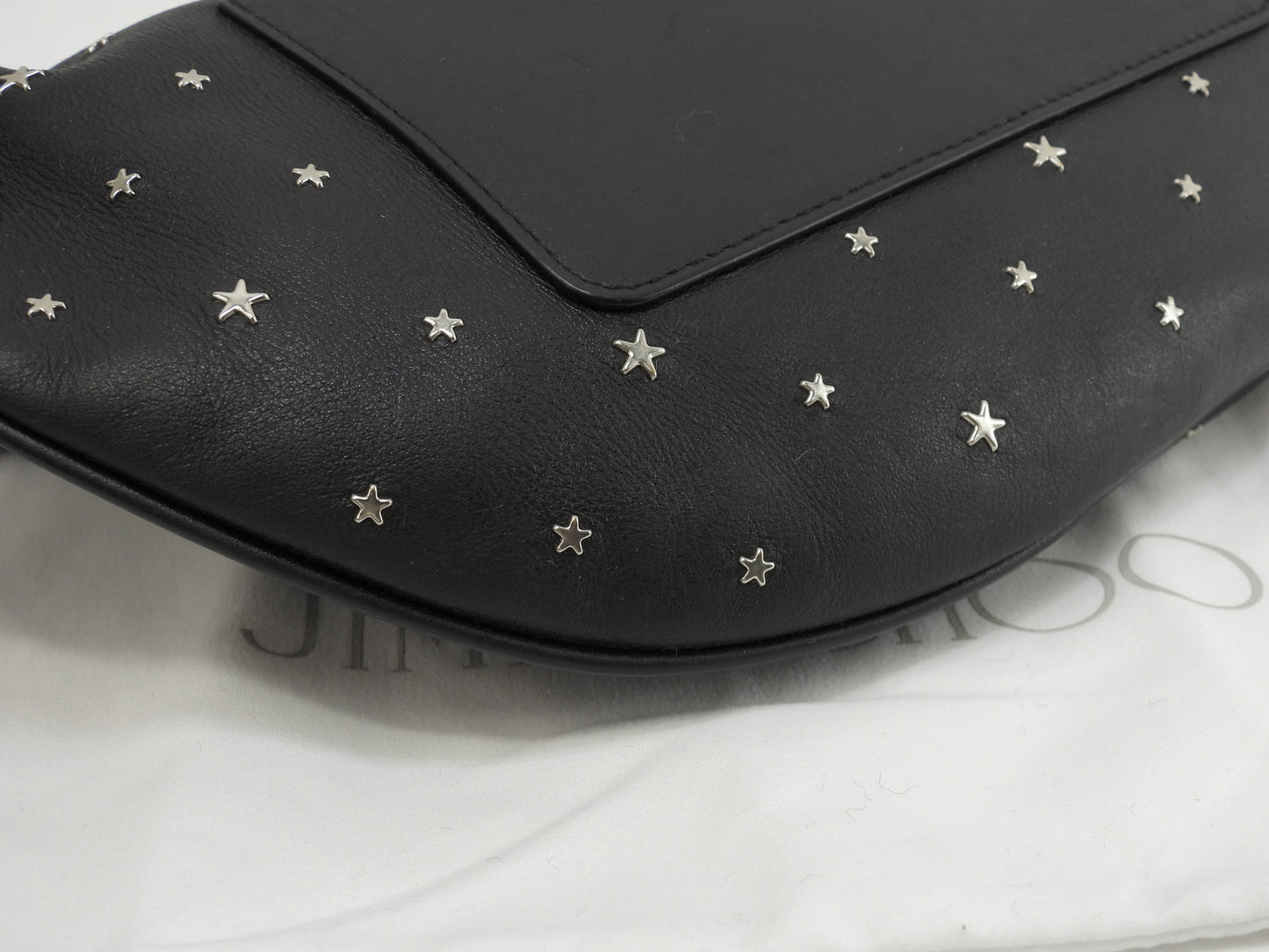 Jimmy Choo Body Bag York Silver Star Leather Black Waist Bag Good Condition @ 1