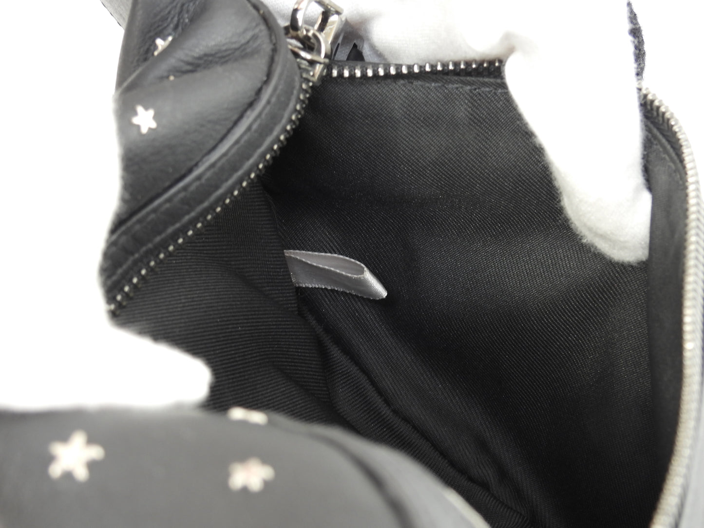Jimmy Choo Body Bag York Silver Star Leather Black Waist Bag Good Condition @ 1