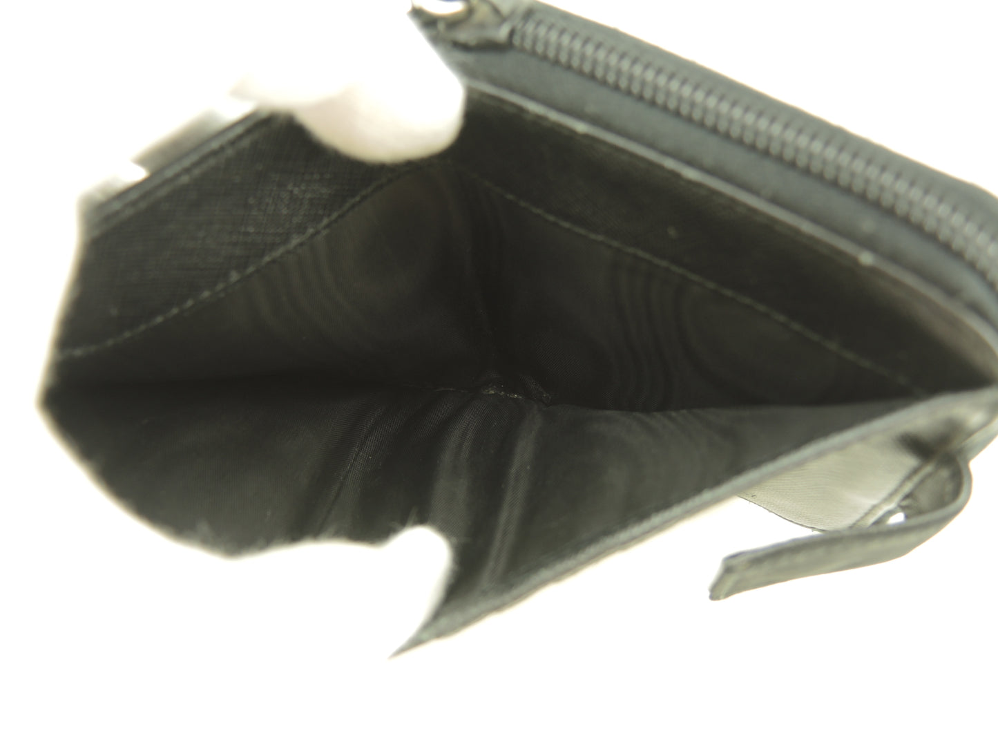 プラダ コンパクトウォレット トリアングル テスート黒 2折財布 スモール財布 美品@172