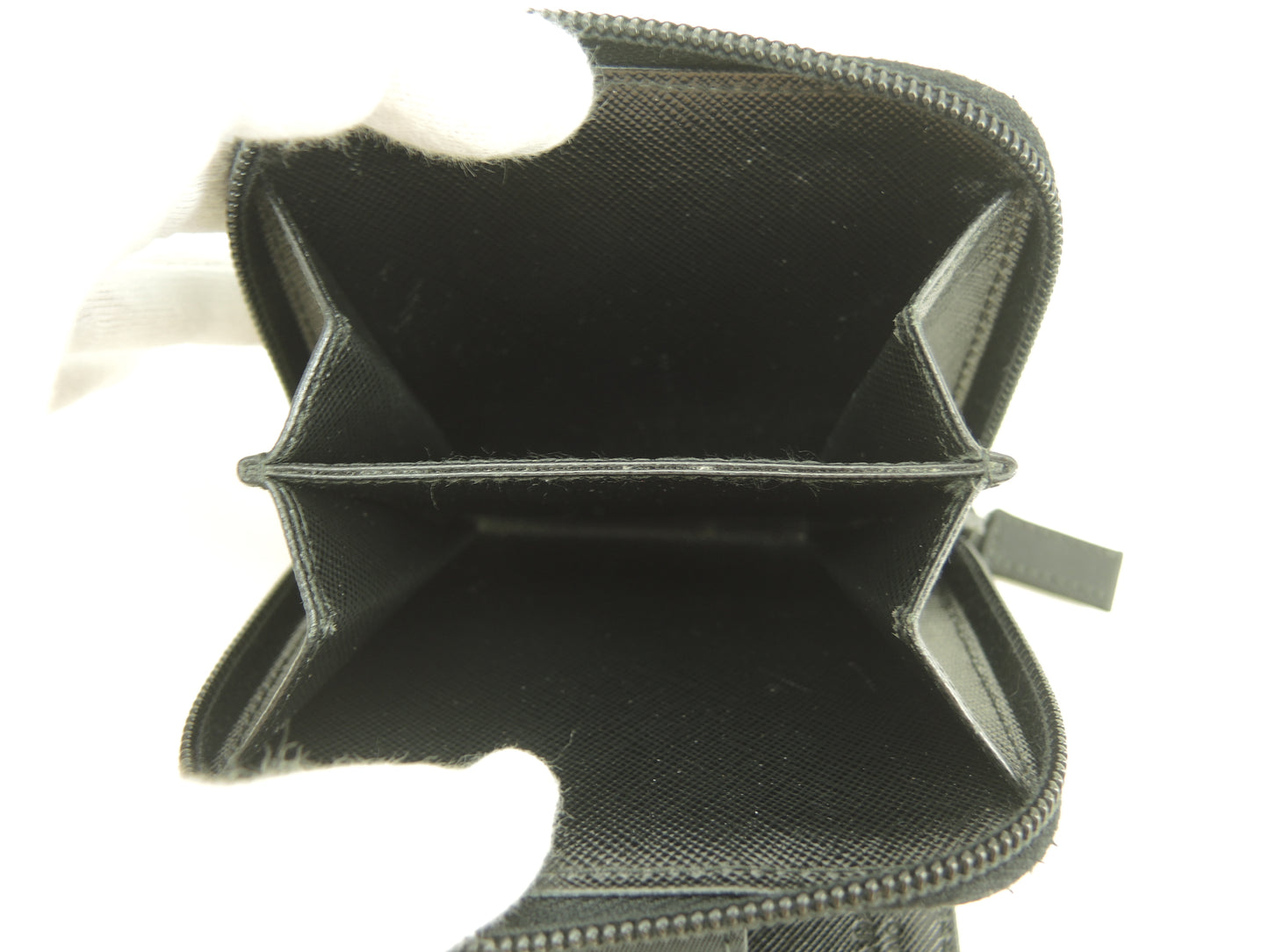 プラダ コンパクトウォレット トリアングル テスート黒 2折財布 スモール財布 美品@172