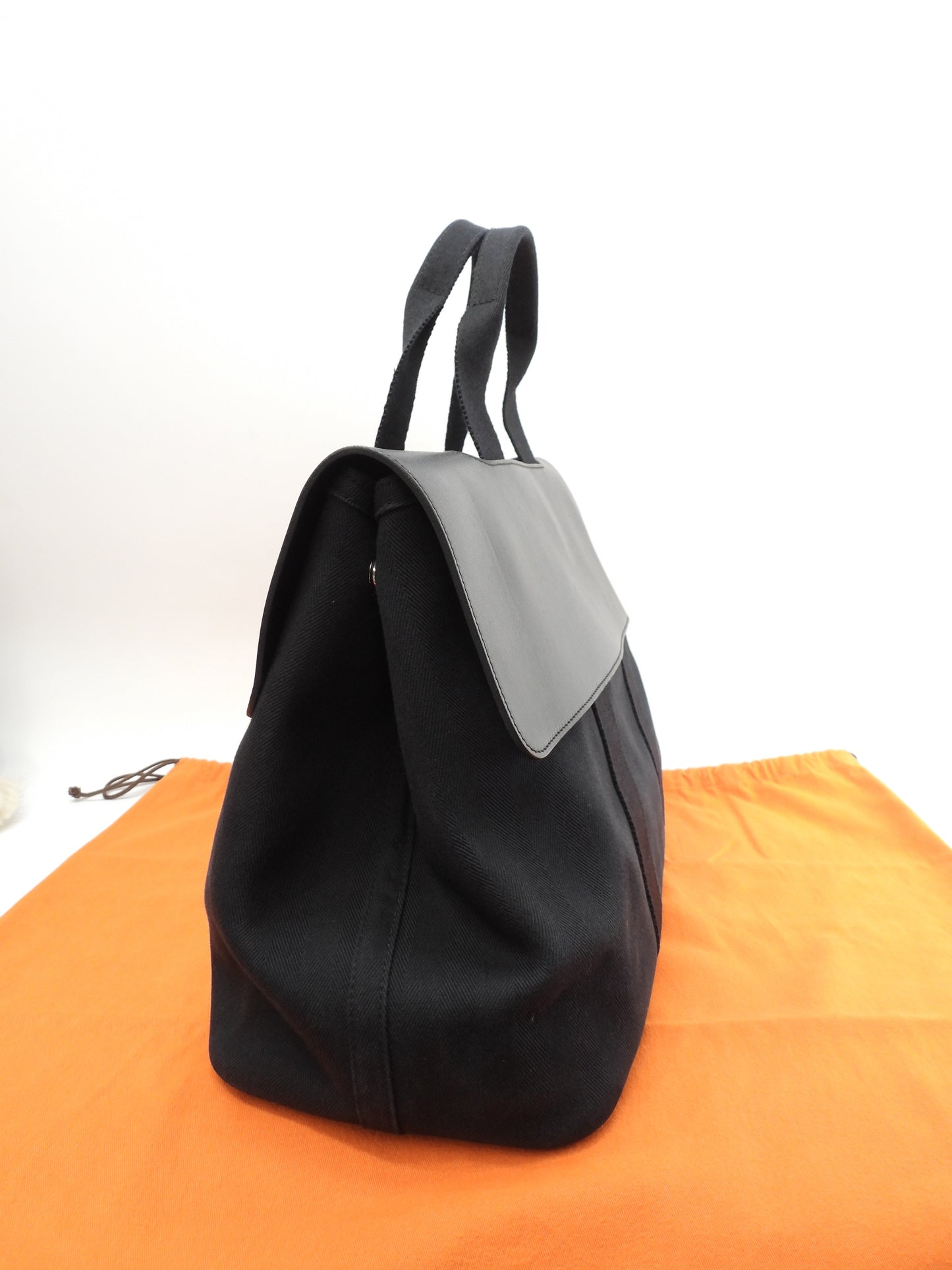 エルメス ヴァルパライソMM コットン/レザー 黒 トートバッグ 美品@ 57