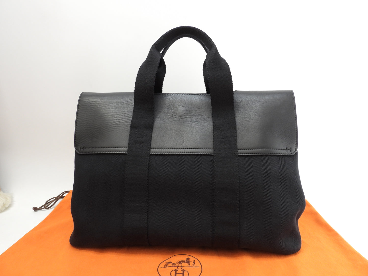 エルメス ヴァルパライソMM コットン/レザー 黒 トートバッグ 美品@ 57