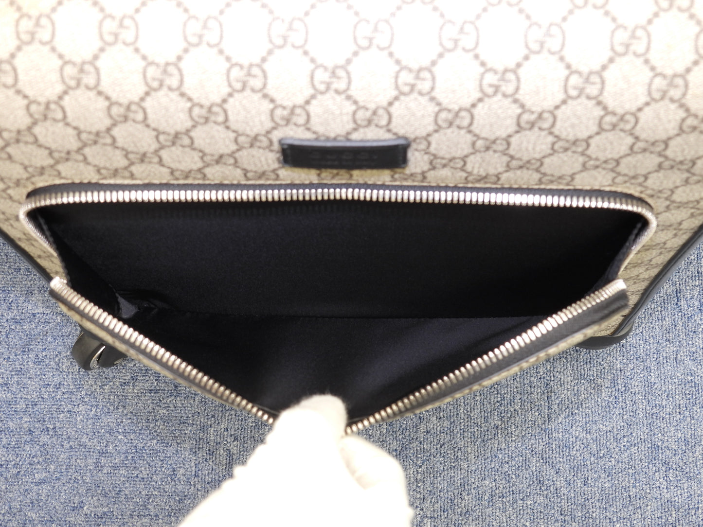 グッチ 4輪キャリーバッグ オールド GGグレー黒革 旅行用四輪トロリーバッグ 美品@ 5