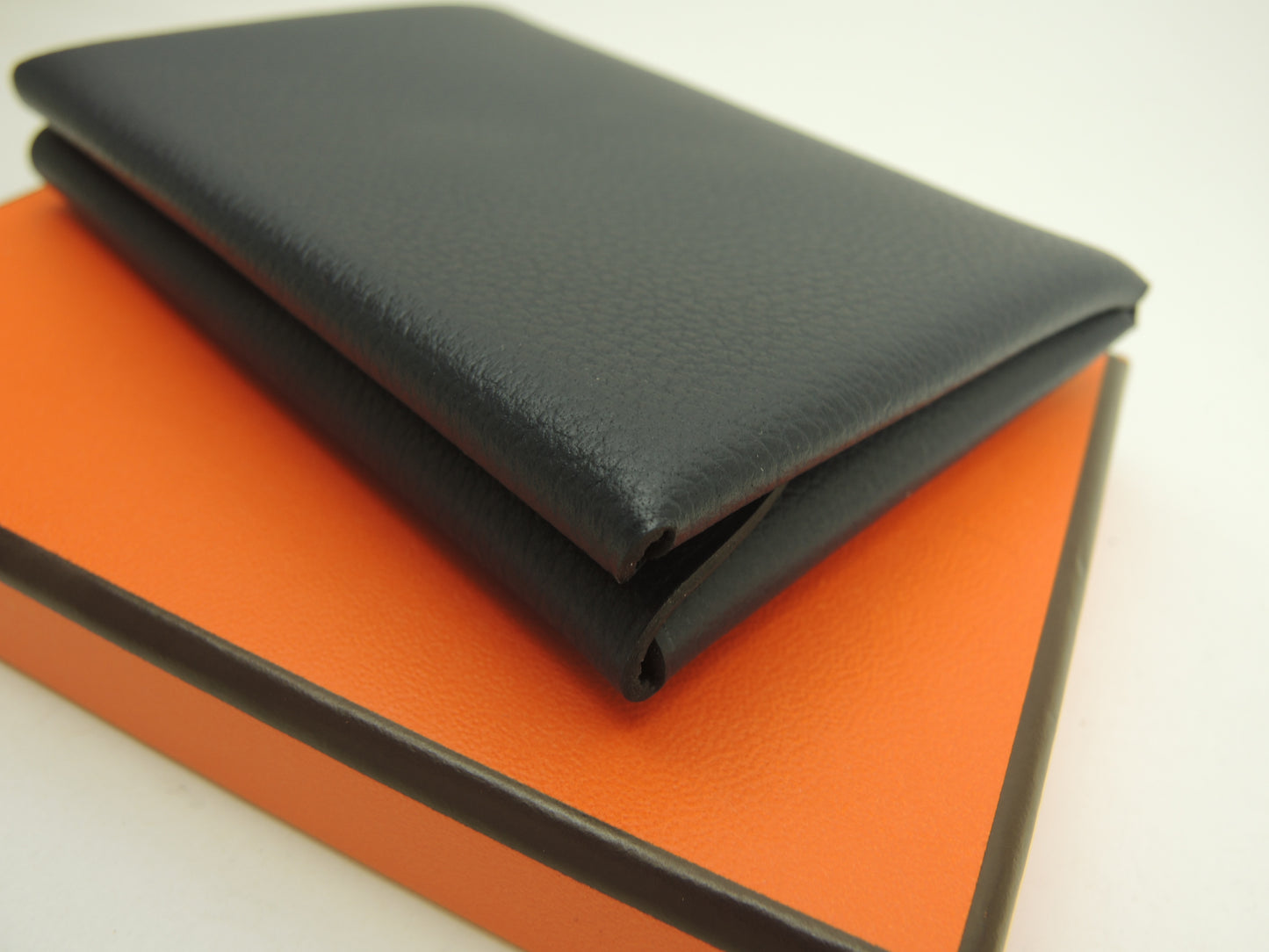エルメス カルヴィデュオ ヴォーエヴァーカラー ブルーインディゴ コンパクトウォレット ミニサイフ 新品@B