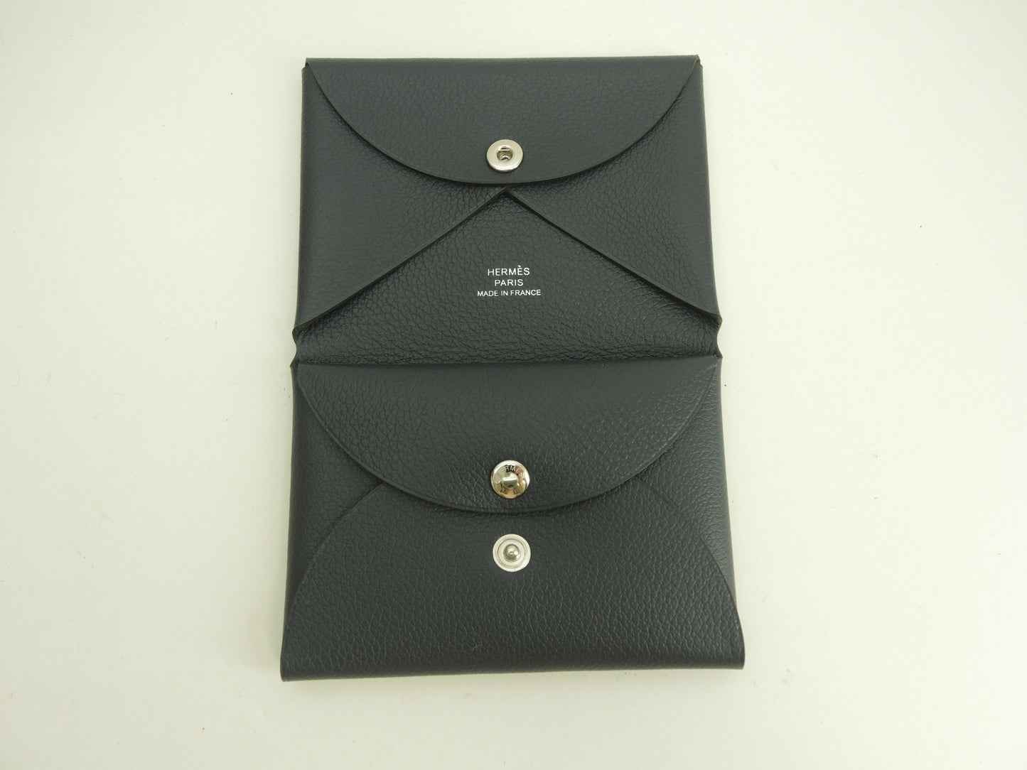 エルメス カルヴィデュオ ヴォーエヴァーカラー ブルーインディゴ コンパクトウォレット ミニサイフ 新品@B