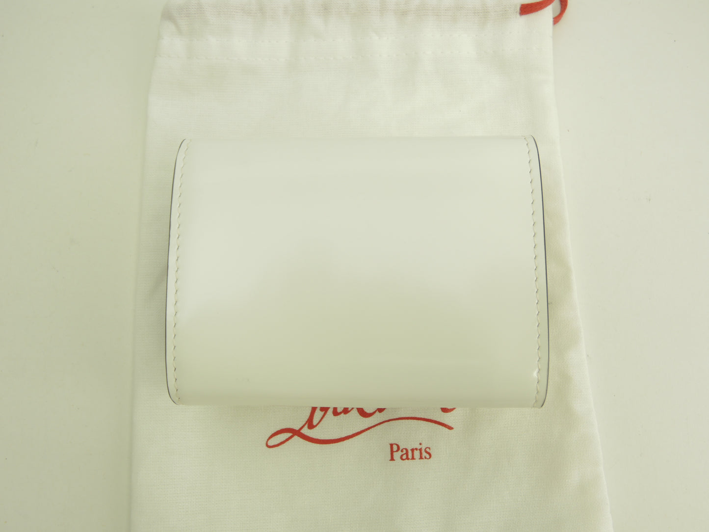 クリスチャンルブタン 3折ミニ財布 Loubi54 パテントレザー白 コンパクトウォレット 未使用@ 2