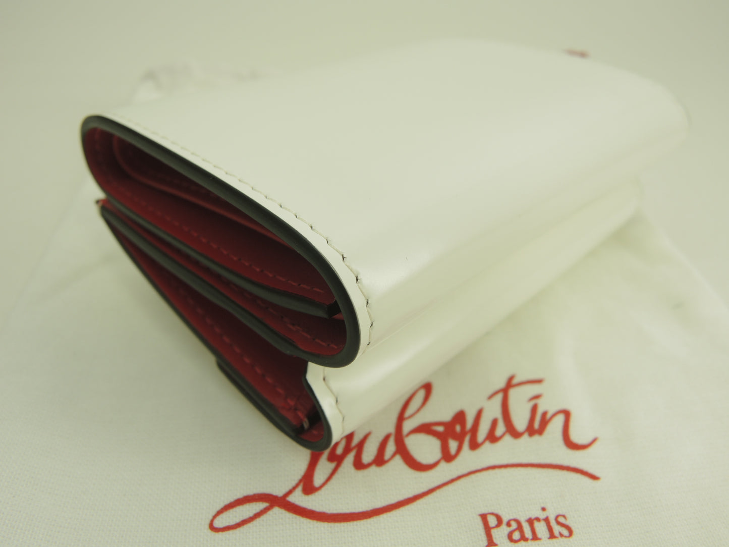 クリスチャンルブタン 3折ミニ財布 Loubi54 パテントレザー白 コンパクトウォレット 未使用@ 2