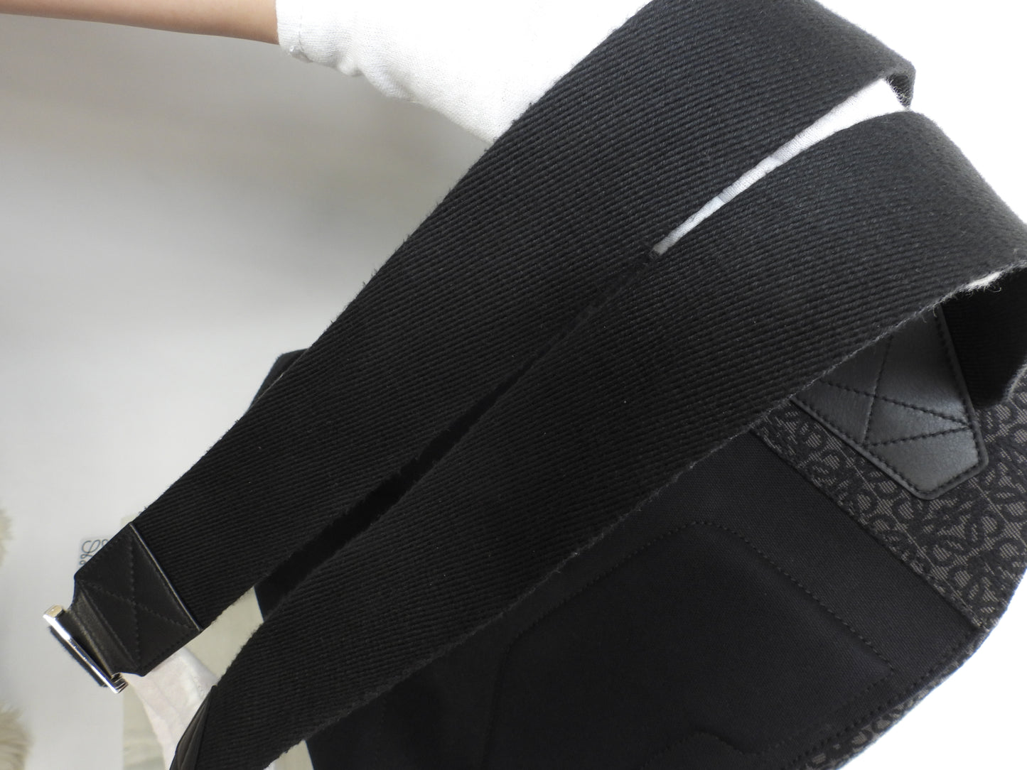 Loewe Backpack Anagram Jacquard Black Gray Men's Rucksack in Excellent Condition @822138