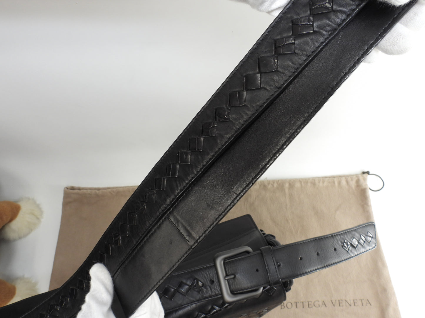 Bottega Veneta Messenger Bag Crocodile/Leather Black Crossbody Shoulder Bag @B00517184E