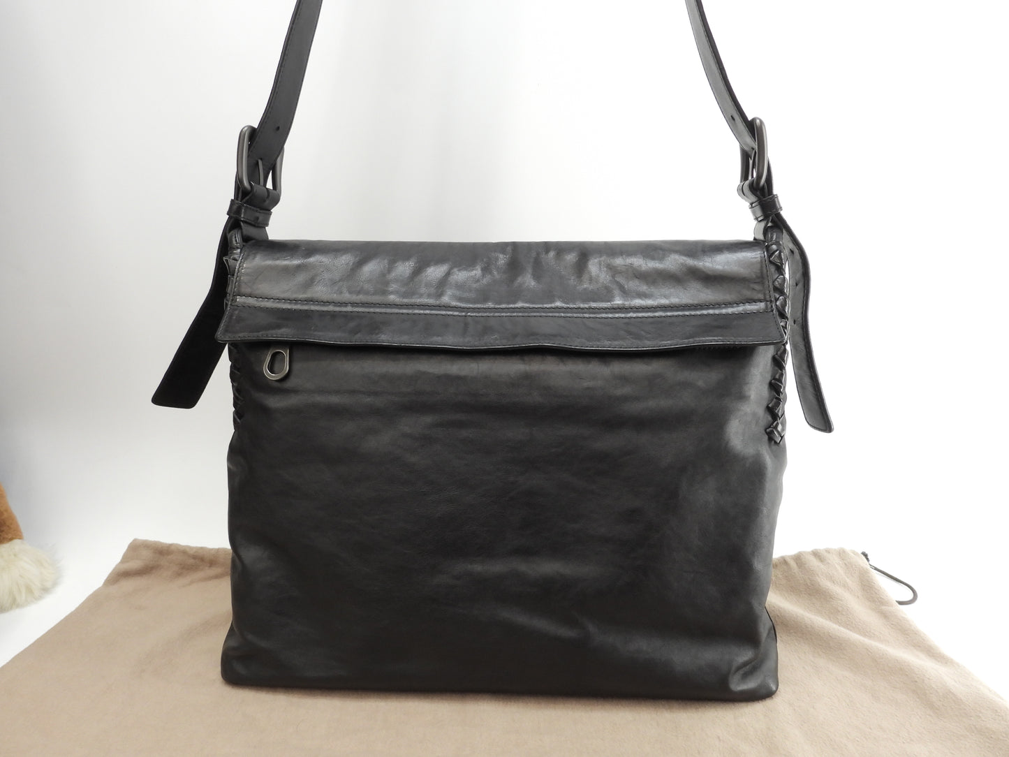 Bottega Veneta Messenger Bag Crocodile/Leather Black Crossbody Shoulder Bag @B00517184E