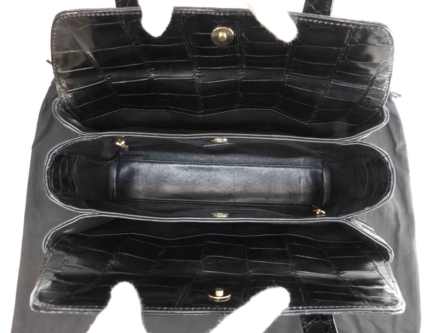 シャネル トートバッグ クロコダイル 黒 ココマーク ゴールド金具 ハンドバッグ@6975223