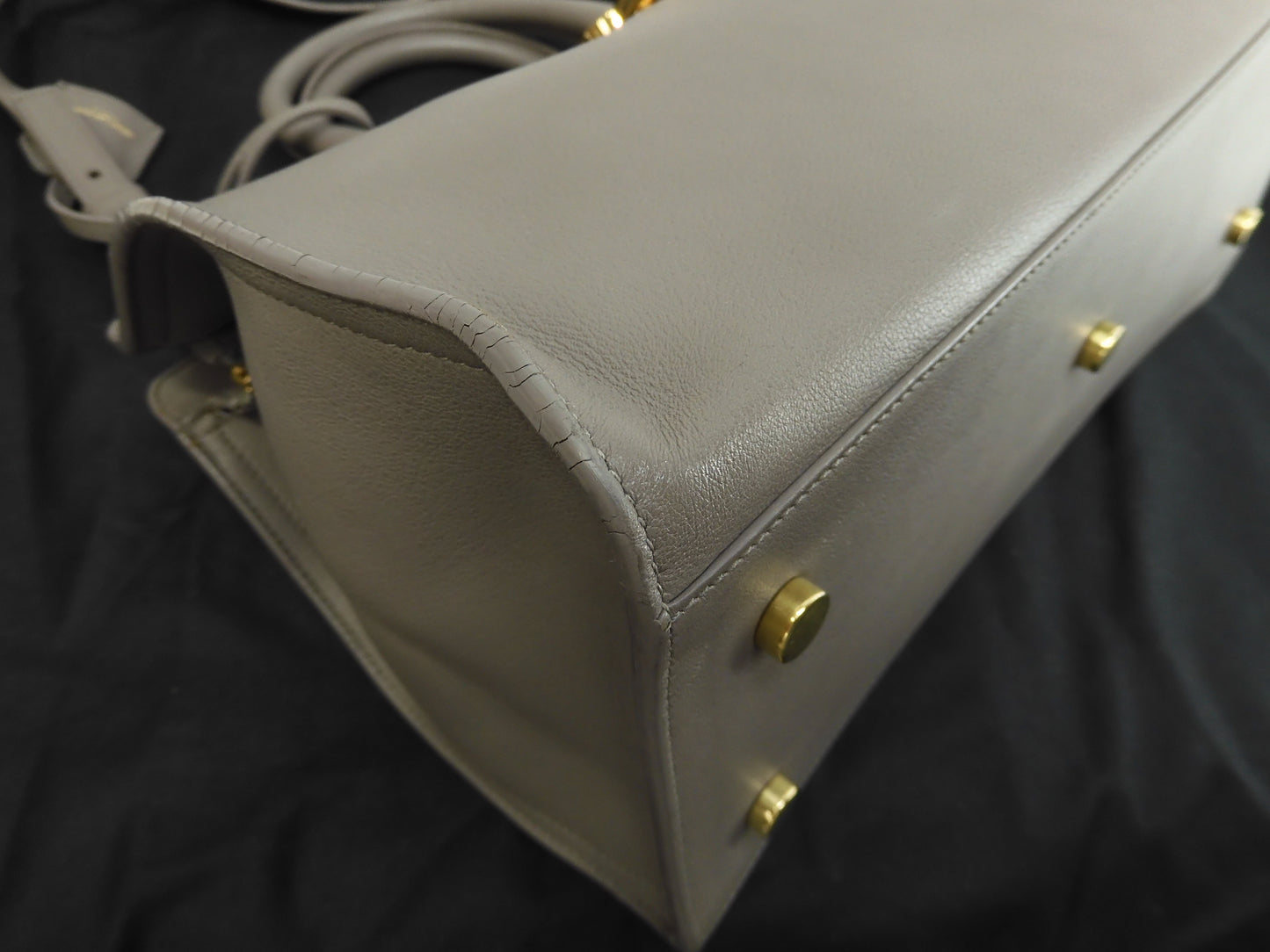 サンローラン カバスバッグスモール YSL レザー灰 クラシックYSLカバ ハンドバッグ@ 75