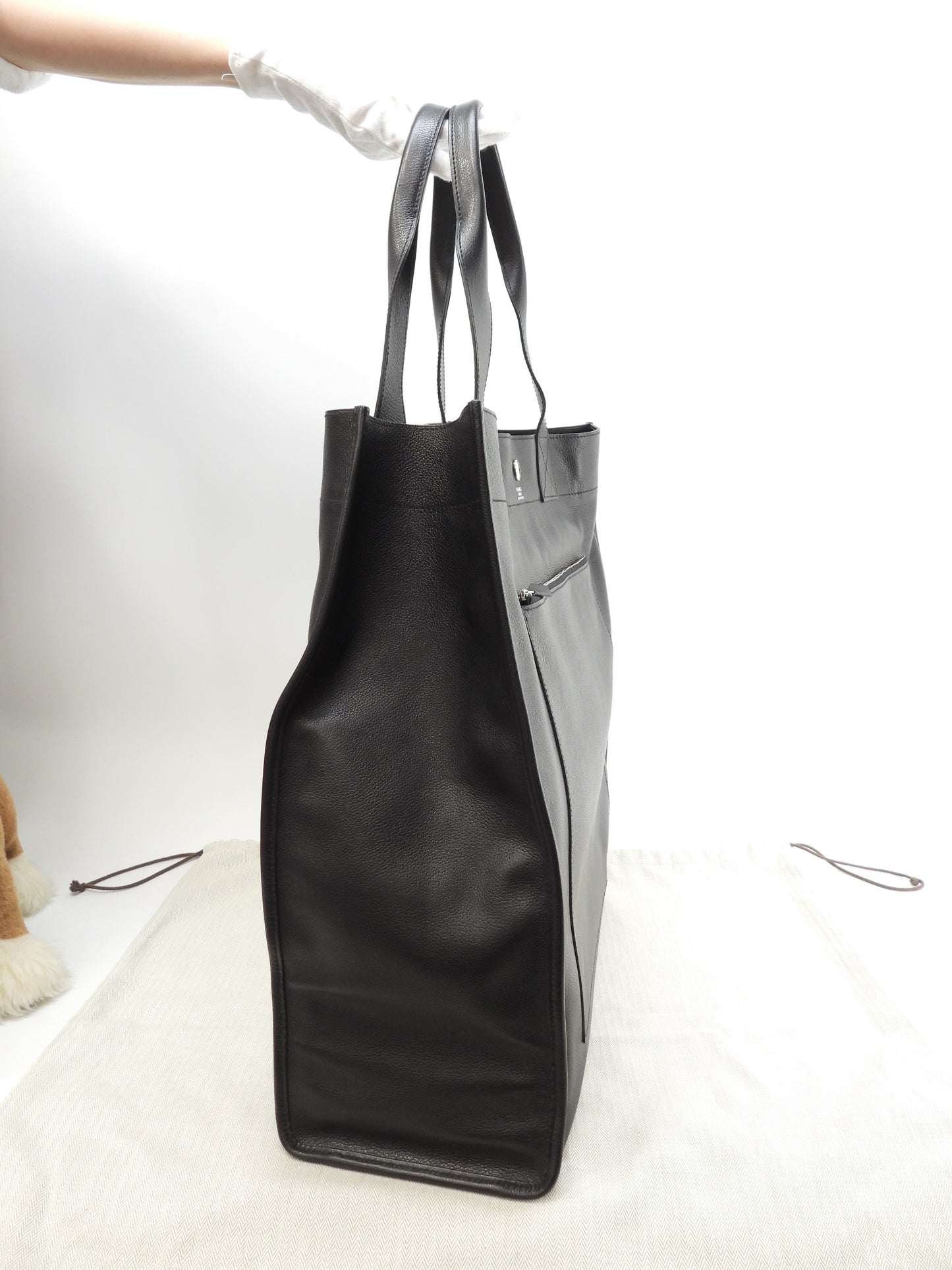 Hermes Sac Berlant Vertical Tote Bag Leather Black Men's Shoulder Bag @□K 2