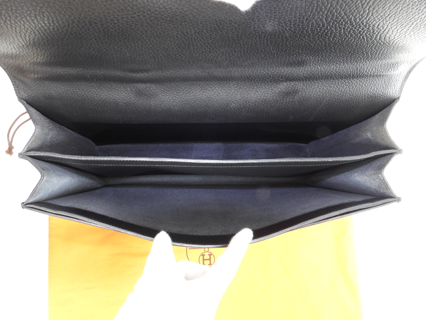 エルメス サックアデペッシュ38 フィヨルドレザー黒 ゴールド金具 書類かばん@〇X 2