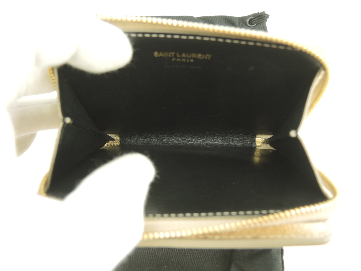 サンローラン 2折ジップ財布 YSL レザー金 コンパクトウォレット 美品@ 83