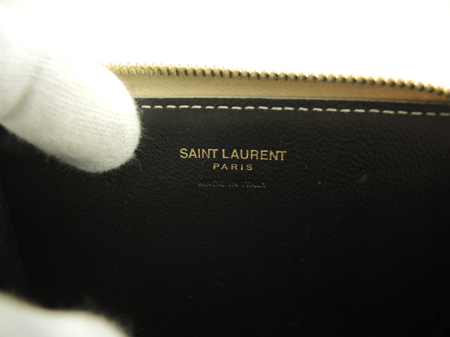サンローラン 2折ジップ財布 YSL レザー金 コンパクトウォレット 美品@ 83