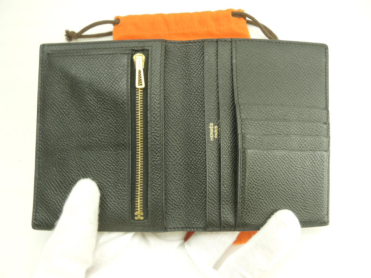 エルメス ベアンコンパクト エプソン 黒 コンパクトウォレット 2折財布@A 10
