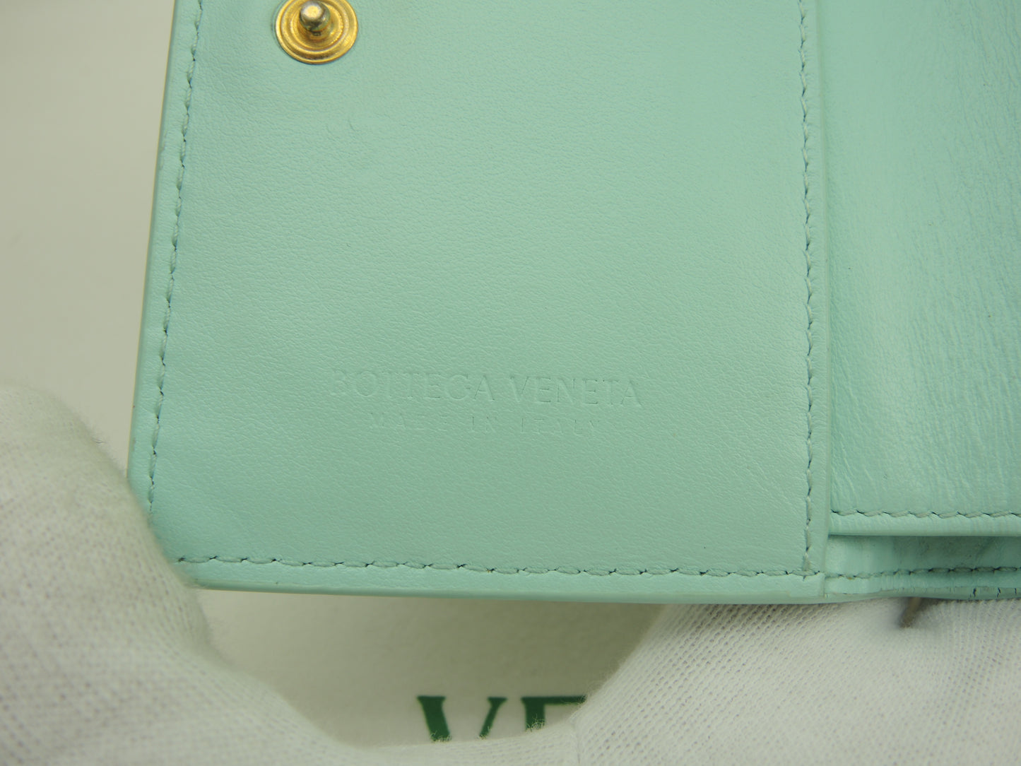 ボッテガヴェネタ 2折財布 カセット レザー緑 コンパクトウォレット@R00100322Z
