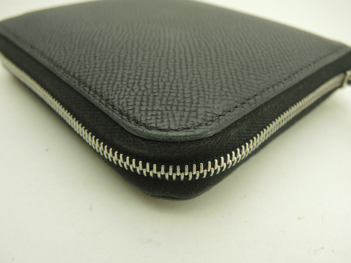 エルメス アザップコンパクトシルクイン ヴォーエプソン 黒 スモールウォレット 財布 美品@K