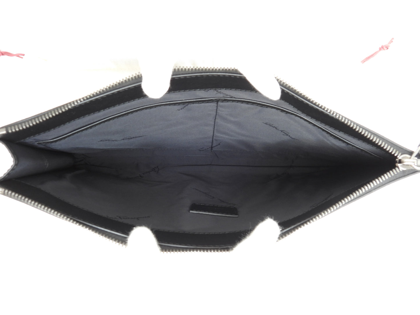 サルヴァトーレフェラガモ クラッチバッグ 型押レザー灰黒 ドキュメントケース 新品@FZ24-0480 2