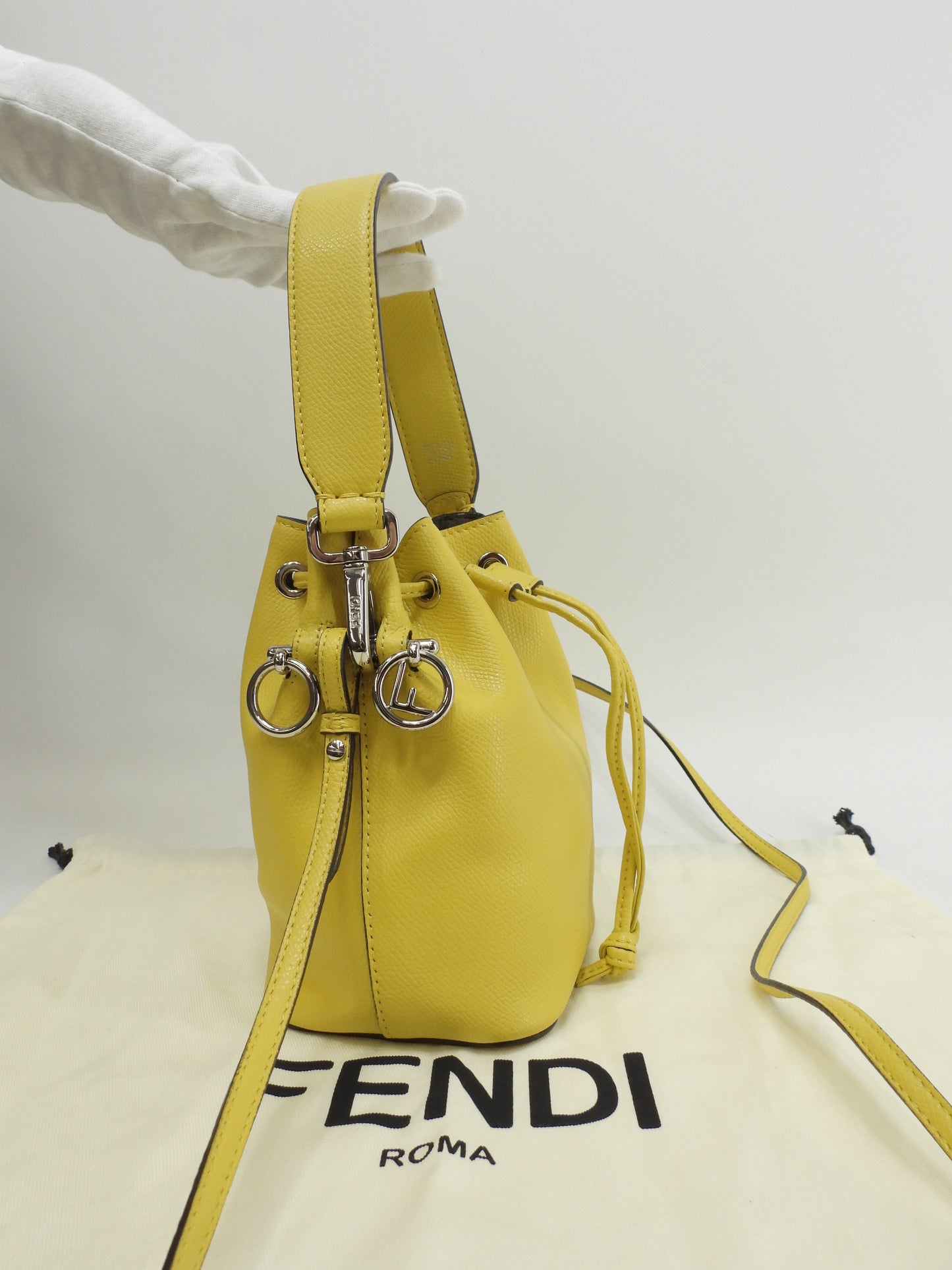 フェンディ s付ハンドバッグ モントレゾール レザー黄 ポシェット 美品@ 8
