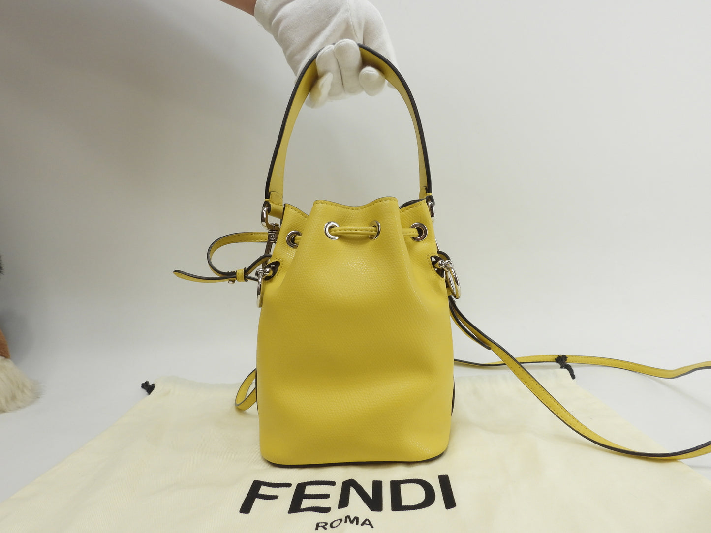 フェンディ s付ハンドバッグ モントレゾール レザー黄 ポシェット 美品@ 8
