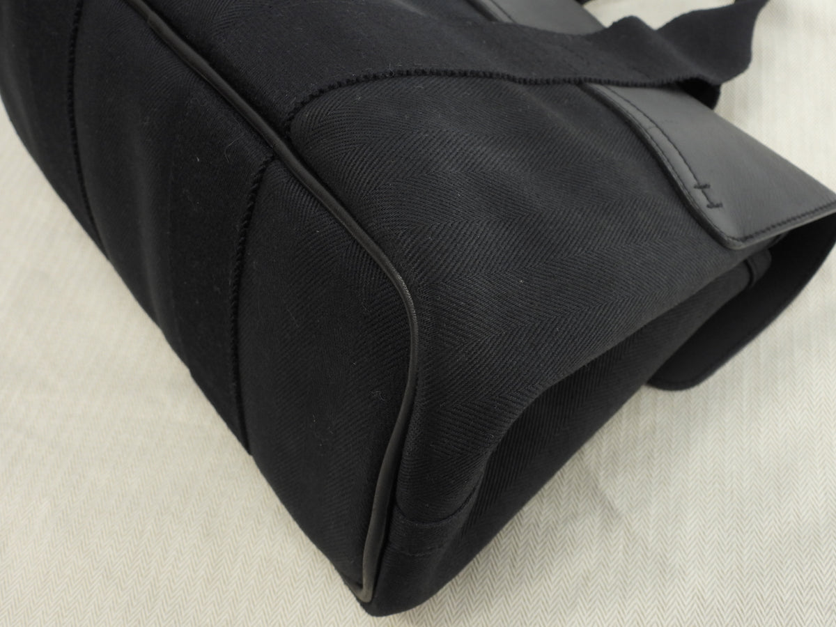 エルメス ヴァルパライソPM コットン/レザー 黒 トートバッグ