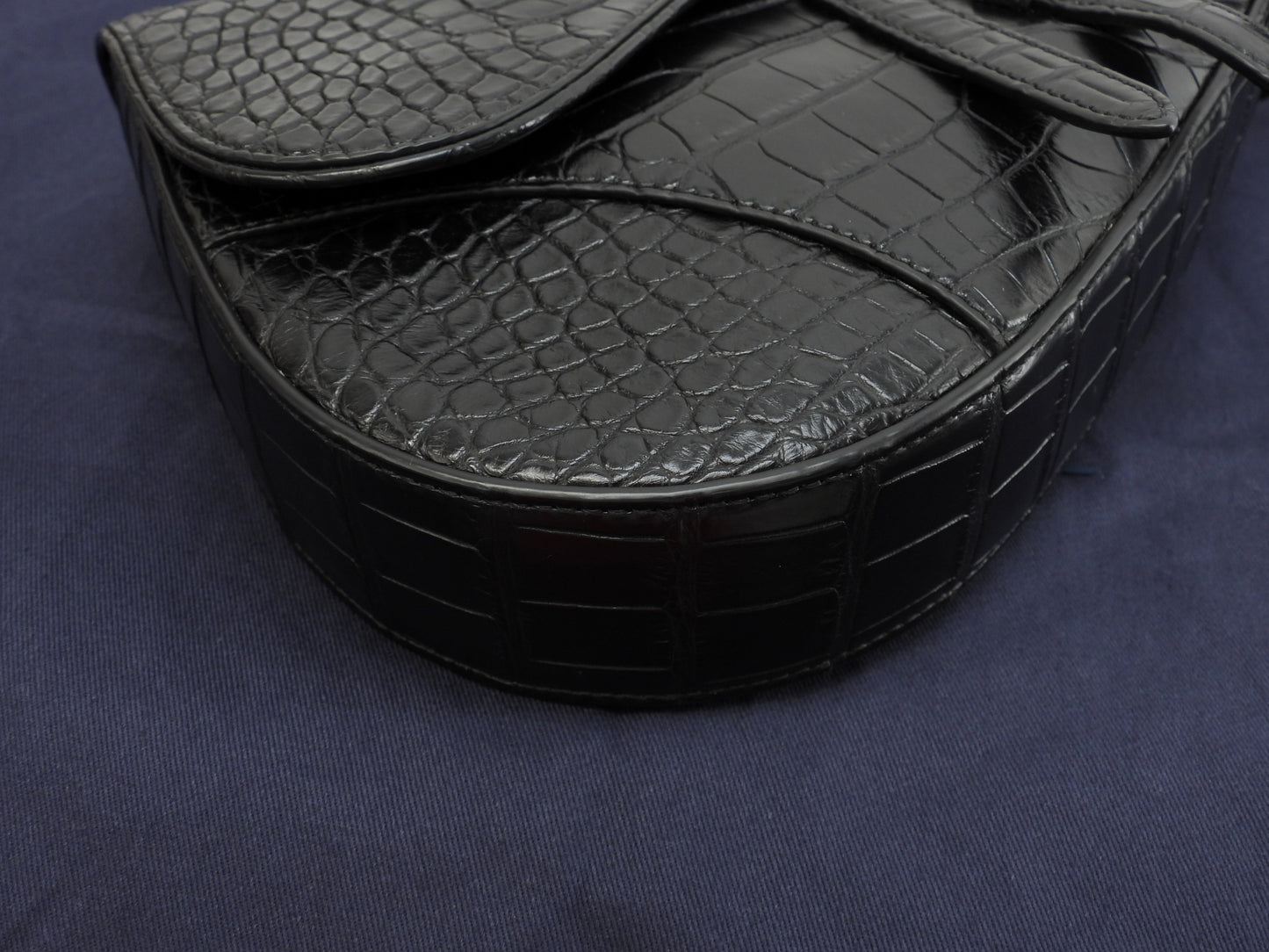 Christian Dior Crossbody Bag Saddle Bag Crocodile Leather Black Like New @ 2
