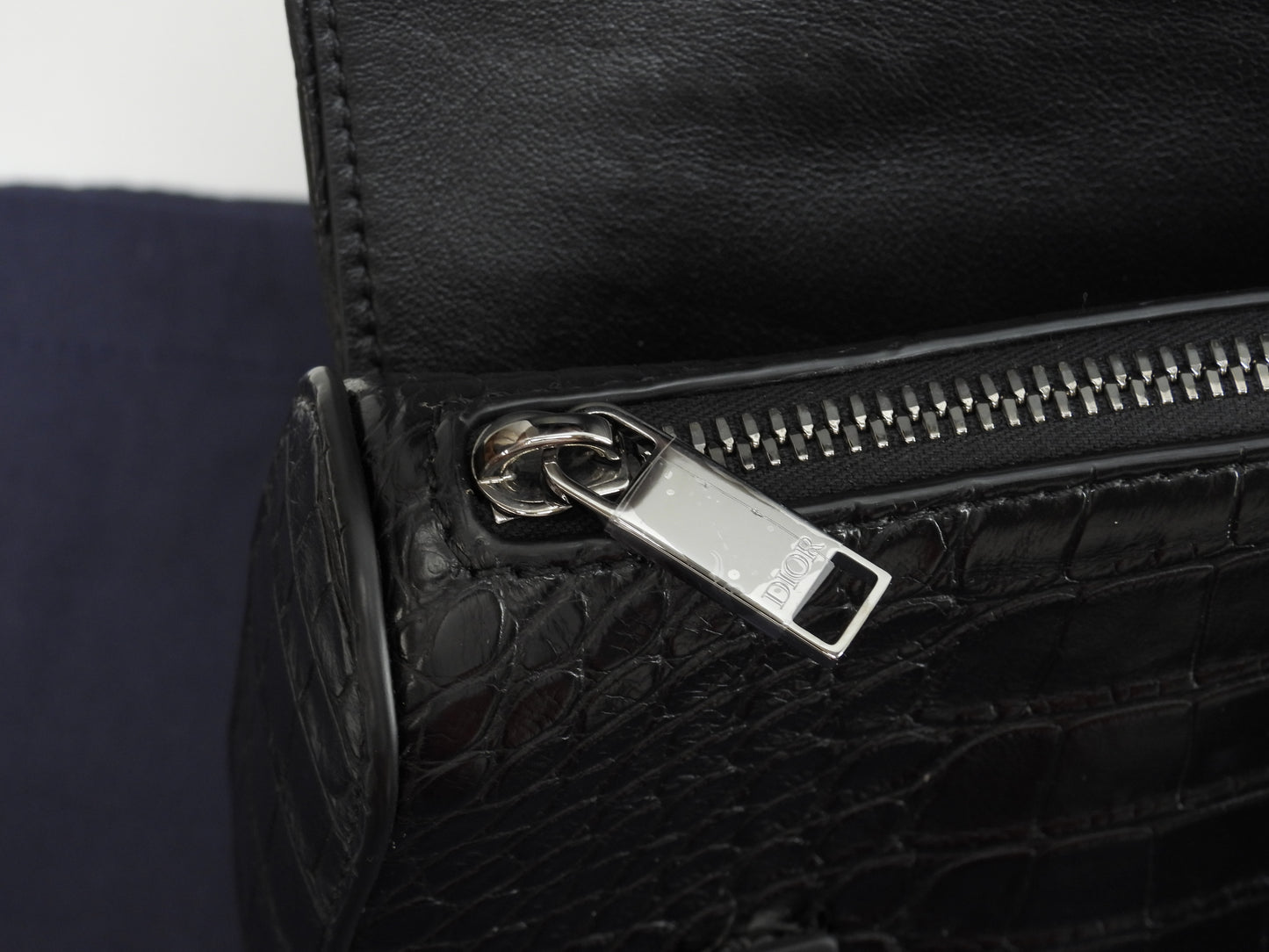 Christian Dior Crossbody Bag Saddle Bag Crocodile Leather Black Like New @ 2