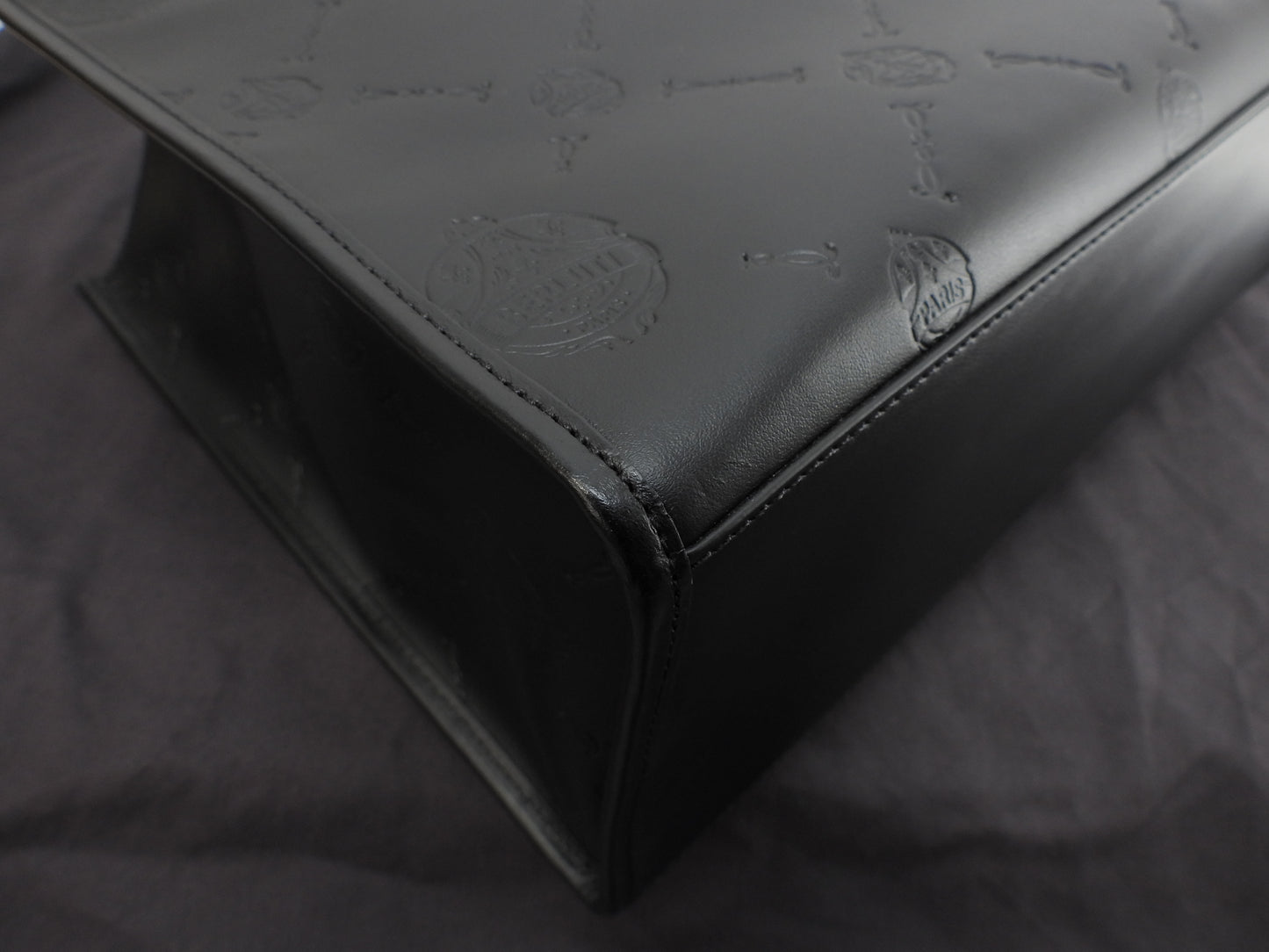 Berluti Ulisse Small Chevron Leather Black Men's Tote Bag, Like New @A0251 2