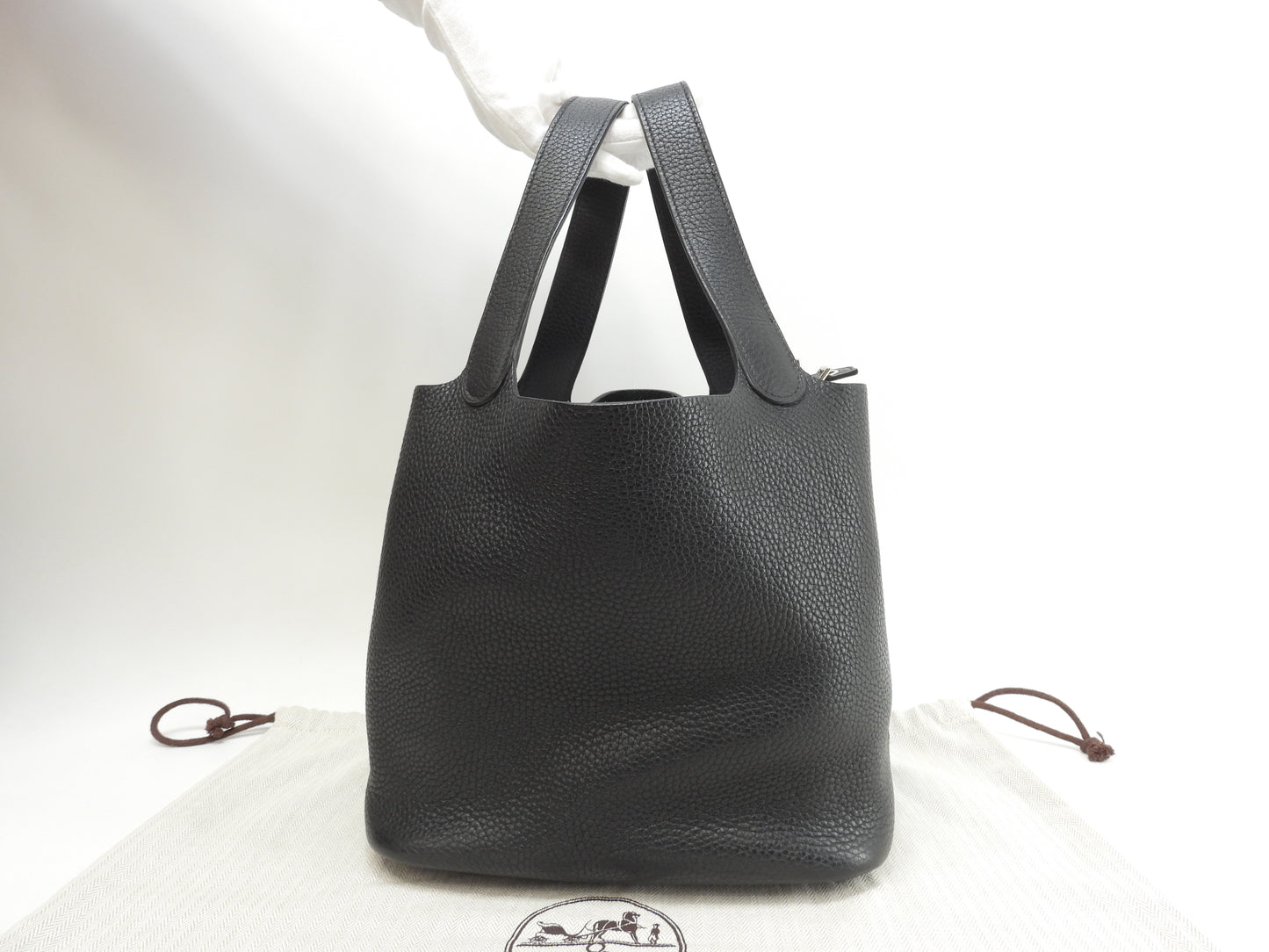 エルメス ピコタンロックMM トリヨンクレマンス 黒 ハンドバッグ シルバー金具 美品@C 5