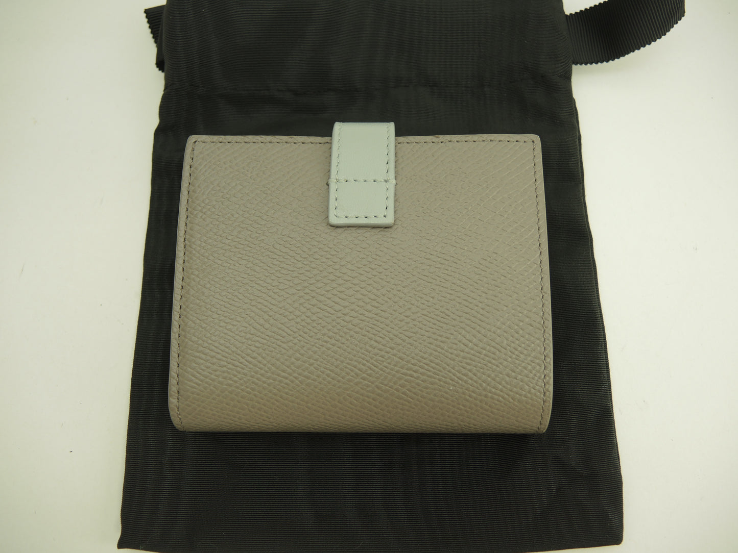 セリーヌ スモールストラップウォレット エッセンシャル レザー灰水色 2折ミニ財布@U-CU-1253