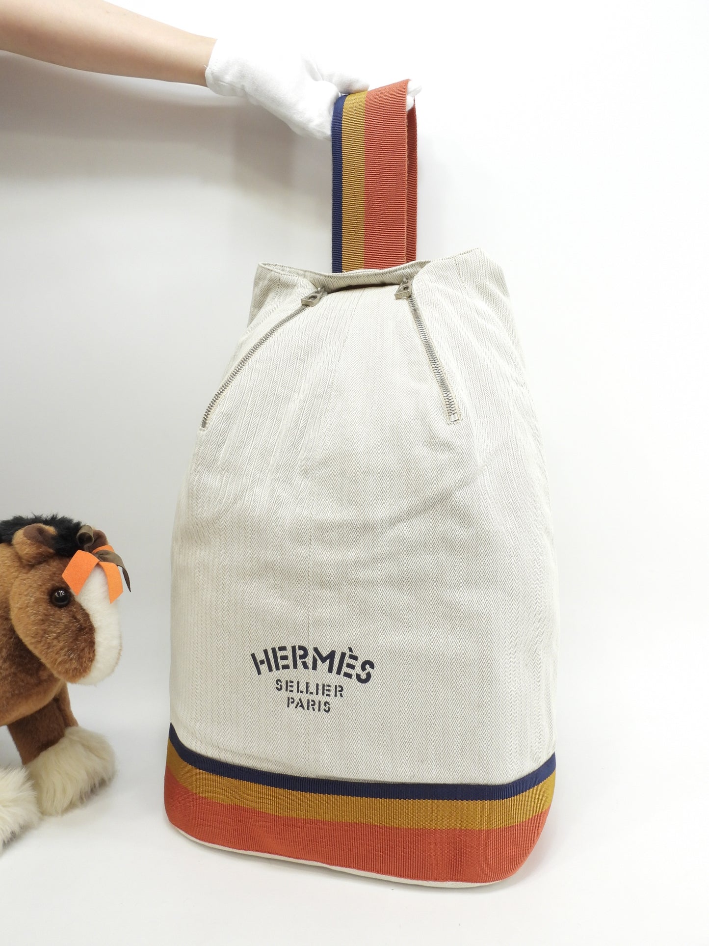 エルメス キャバリエ コットン 白 ワンショルダーバッグ クロスボディバッグ 美品@ 418