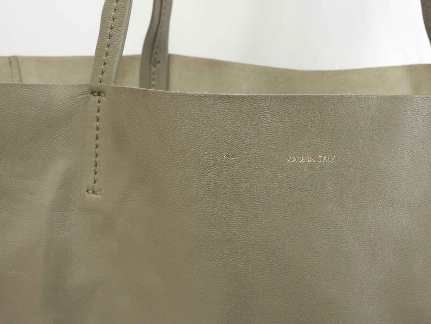 セリーヌ カバホリゾンタル レザー 灰 ショルダーバッグ トートバッグ 美品@S-CU-4176 3