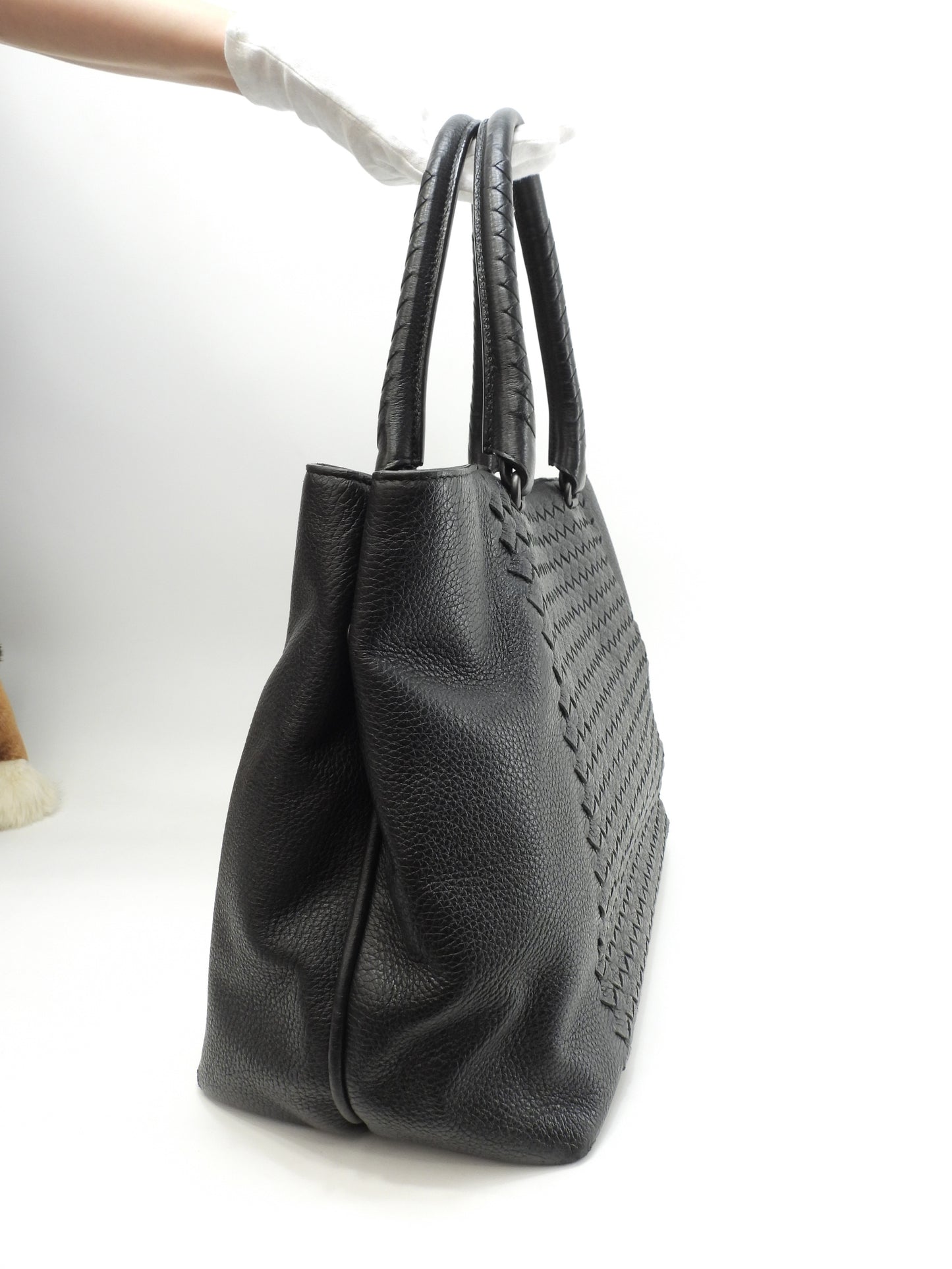 ボッテガヴェネタ トートバッグ イントレチャート レザー黒 メンズ ショルダーバッグ@B07611440M