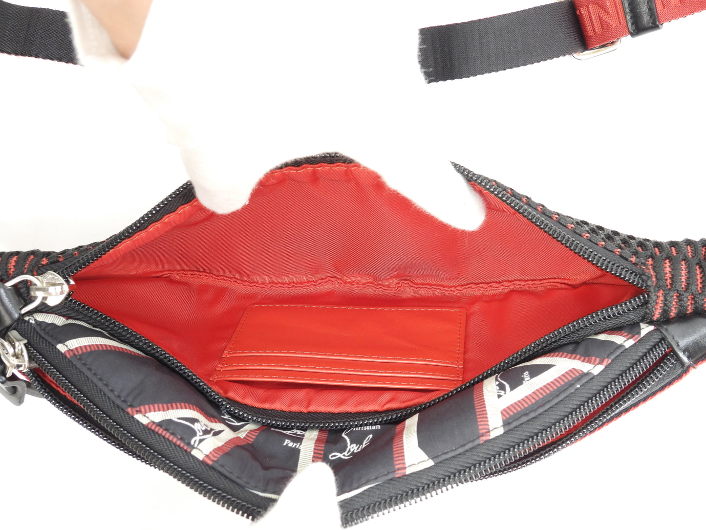 クリスチャンルブタン ボディバッグ Parisnyc レザー/ナイロン黒赤 極美品@ 7