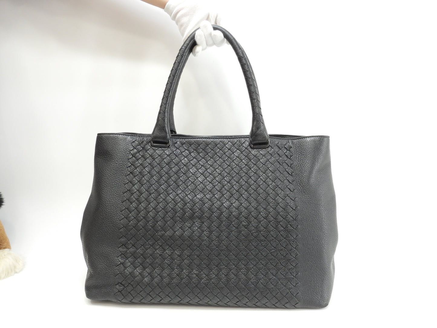 ボッテガヴェネタ トートバッグ イントレチャート レザー黒 メンズ ショルダーバッグ@B07611440M