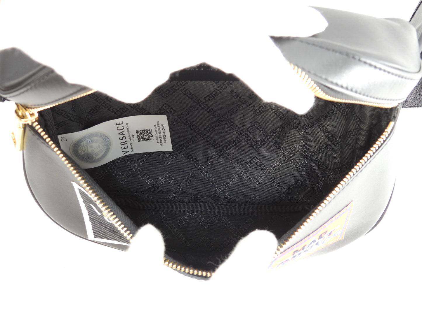 Versace Body Bag Leather Black Belt Bag Crossbody Bag Good Condition @ 347