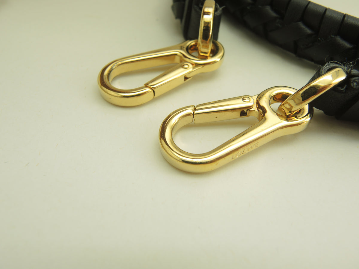 ロエベ ショルダーストラップ 巻 レザー黒 ゴールド金具 ロング 極美品@ 1