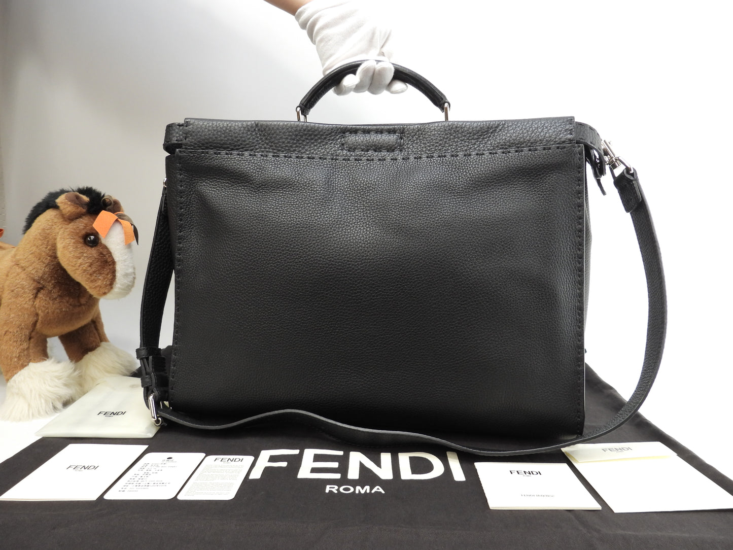 フェンディ ピーカブー大 セレリア黒 メンズハンドバッグ ビジネスバッグ 極美品@ 3